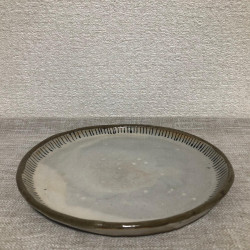 Japanese pottery plate- Circle Traditional  - Hand made by Kiyoko Mori