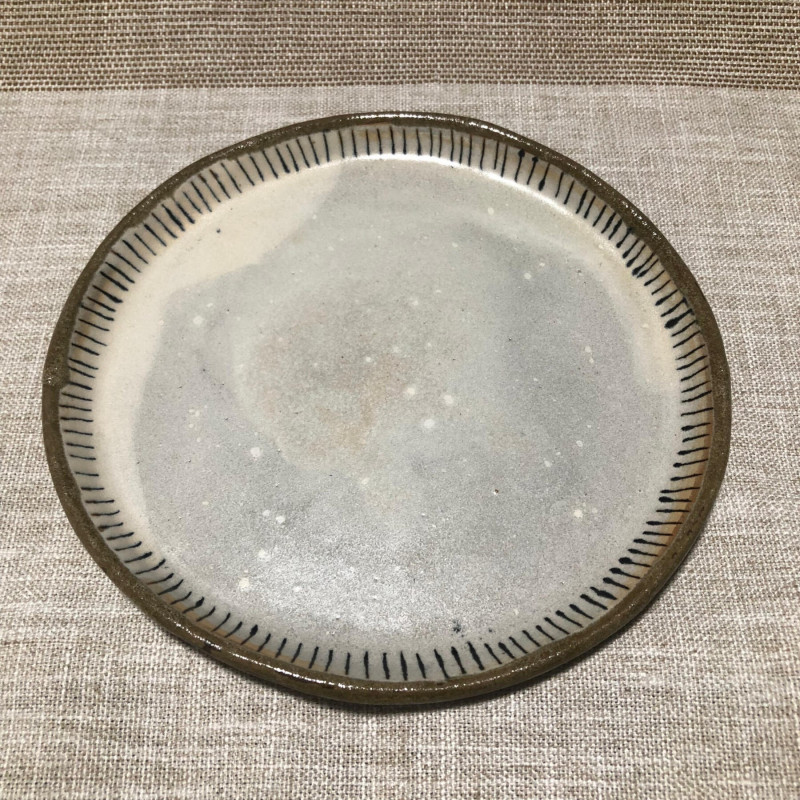 Japanese pottery plate- Circle Traditional  - Hand made by Kiyoko Mori